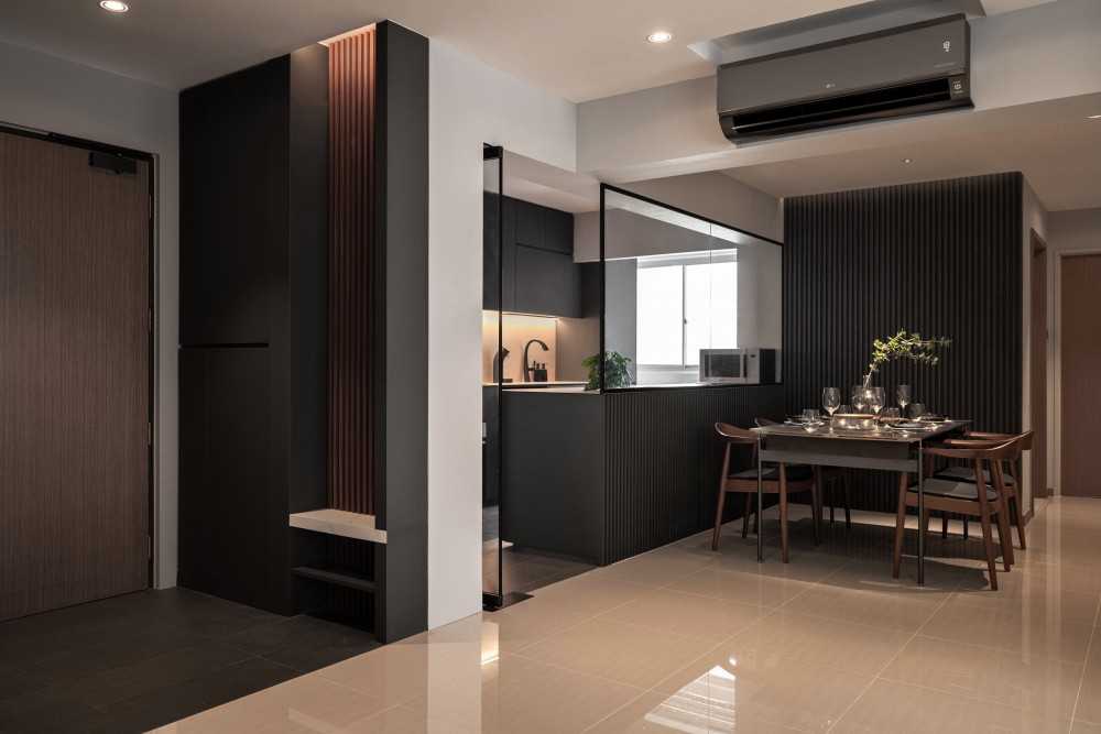 Modern Entryway with Seating Bench and Shoe Rack