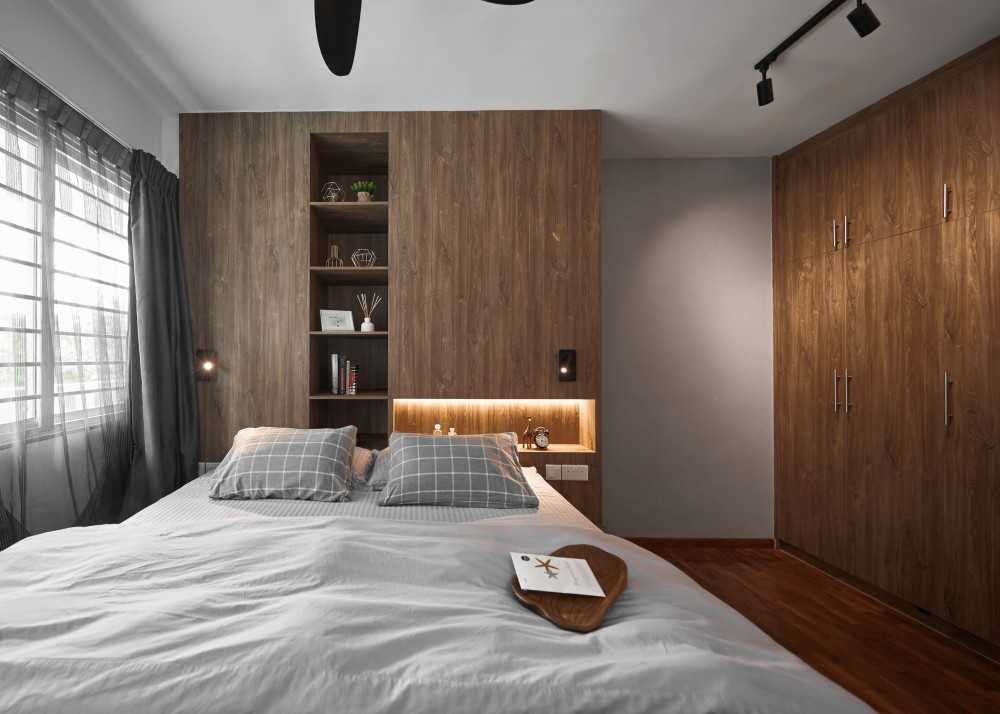 Contemporary Bedroom with Platform Bed and Storage Cabinets