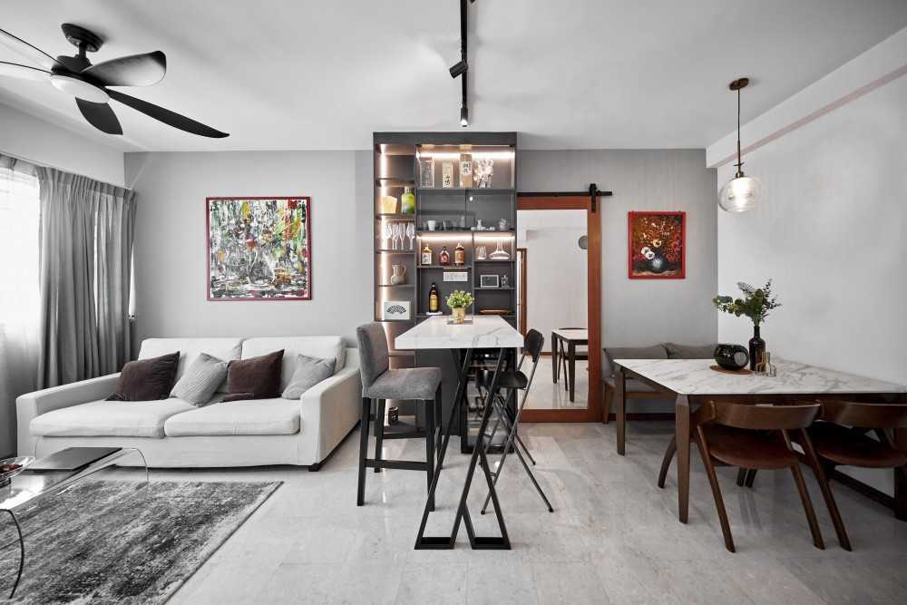 Contemporary Living Room with Sofa and Paintings