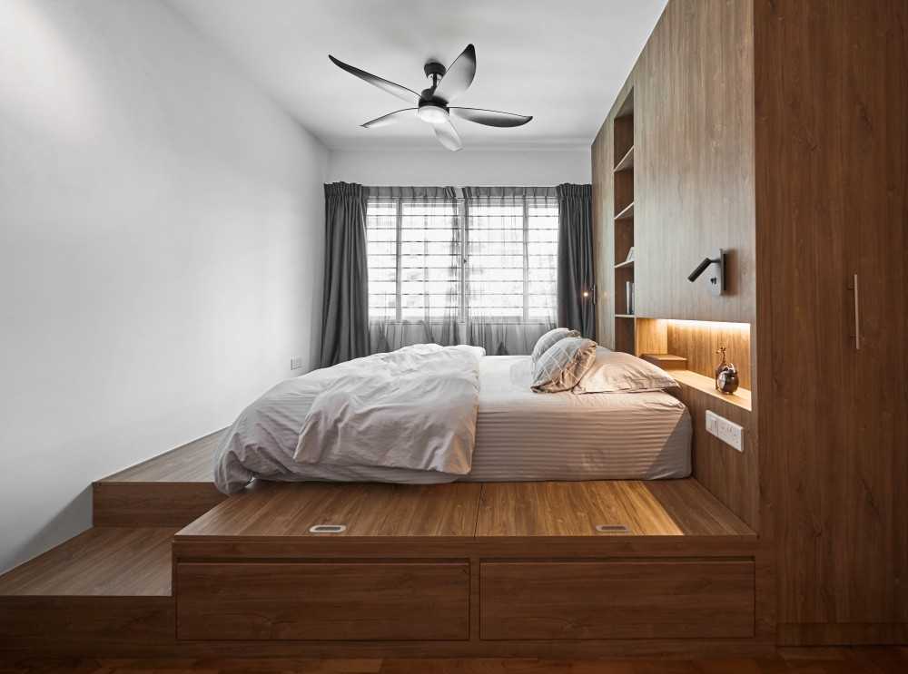 Contemporary Bedroom with Platform Bed and Storage Cabinets