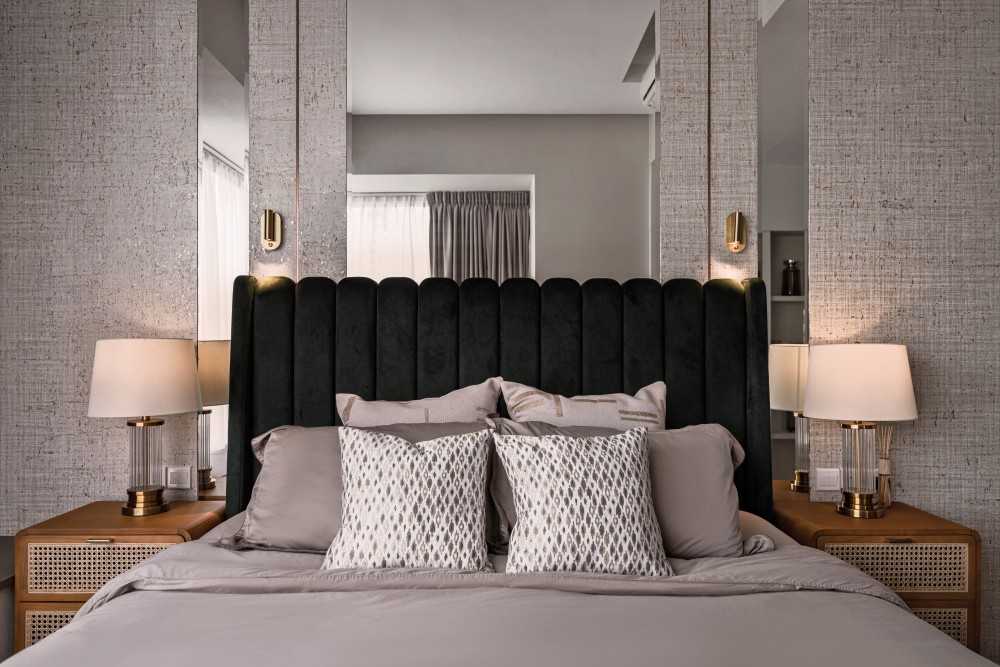 Modern Bedroom with Cove Lighting and Built-in Bed