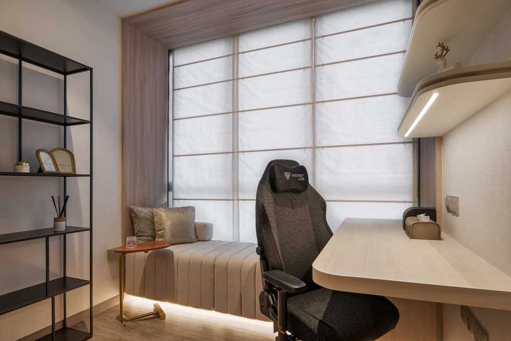 Modern Study with Bookshelf and Desk