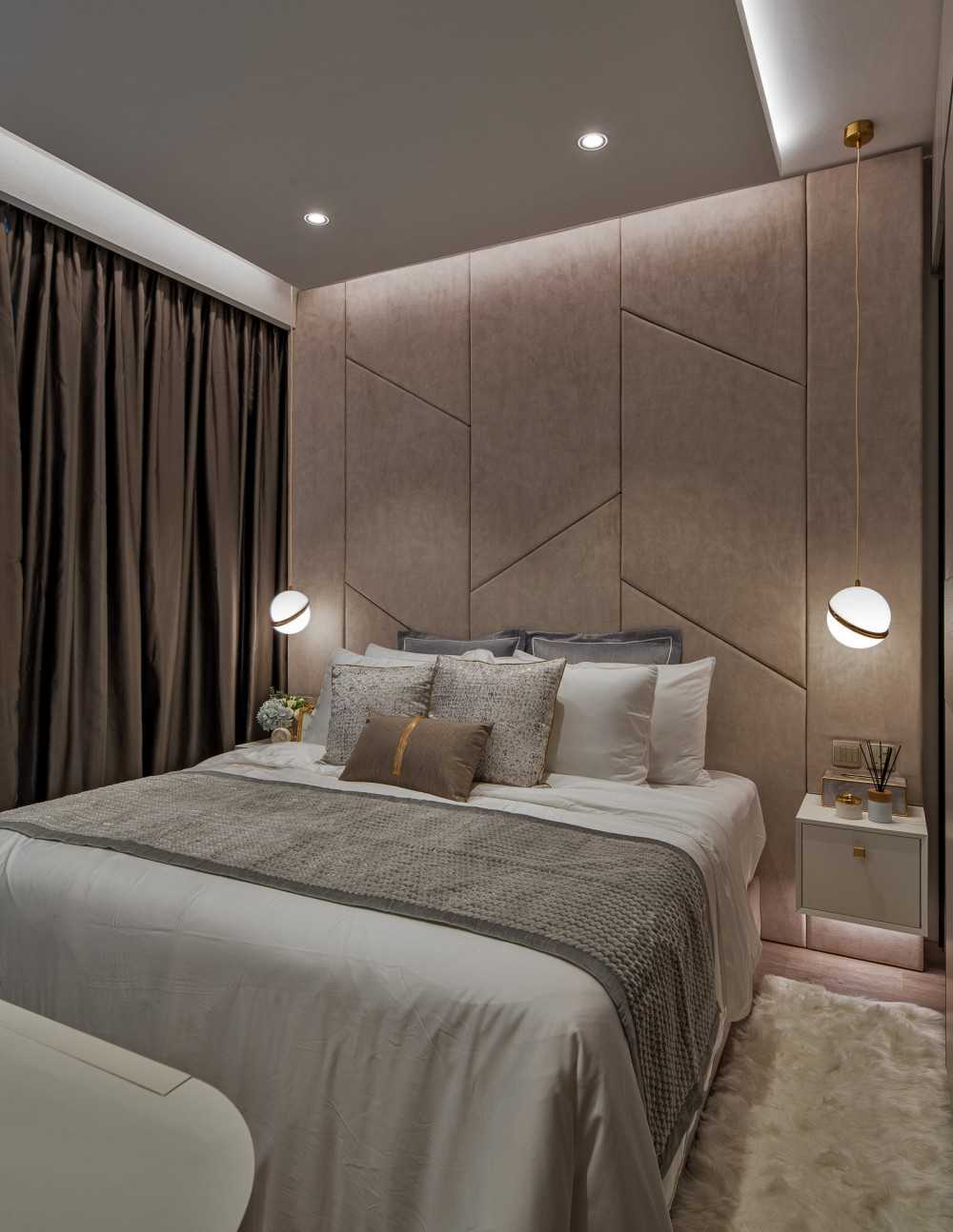 Modern Bedroom with Built-in Bed and Bedside Table