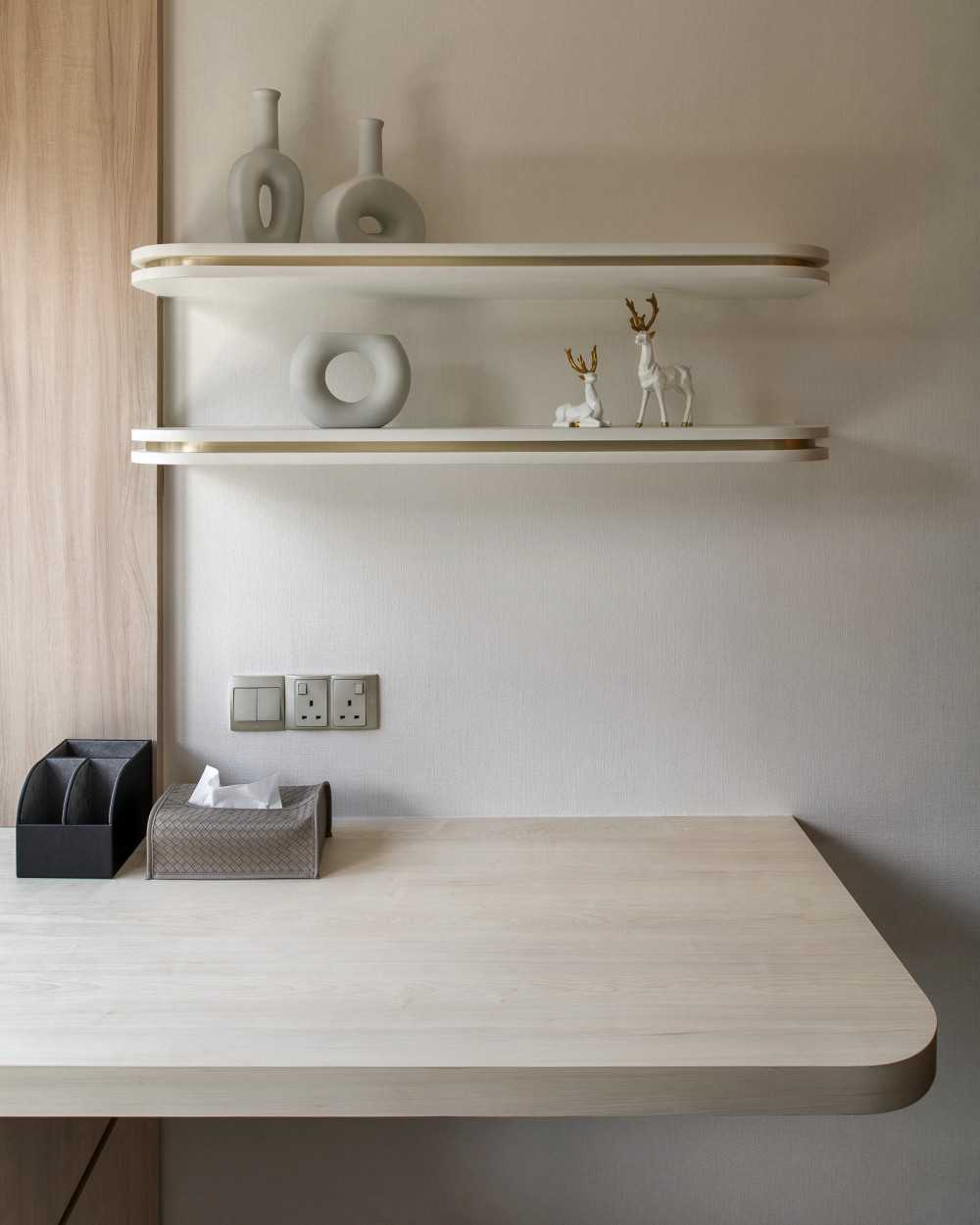 Modern Study with Cove Lighting and Storage Cabinets
