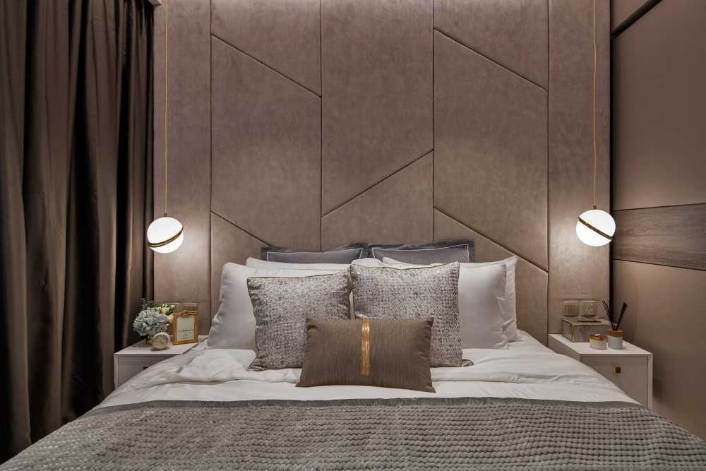 Modern Bedroom with Ceiling Light and Built-in Bed