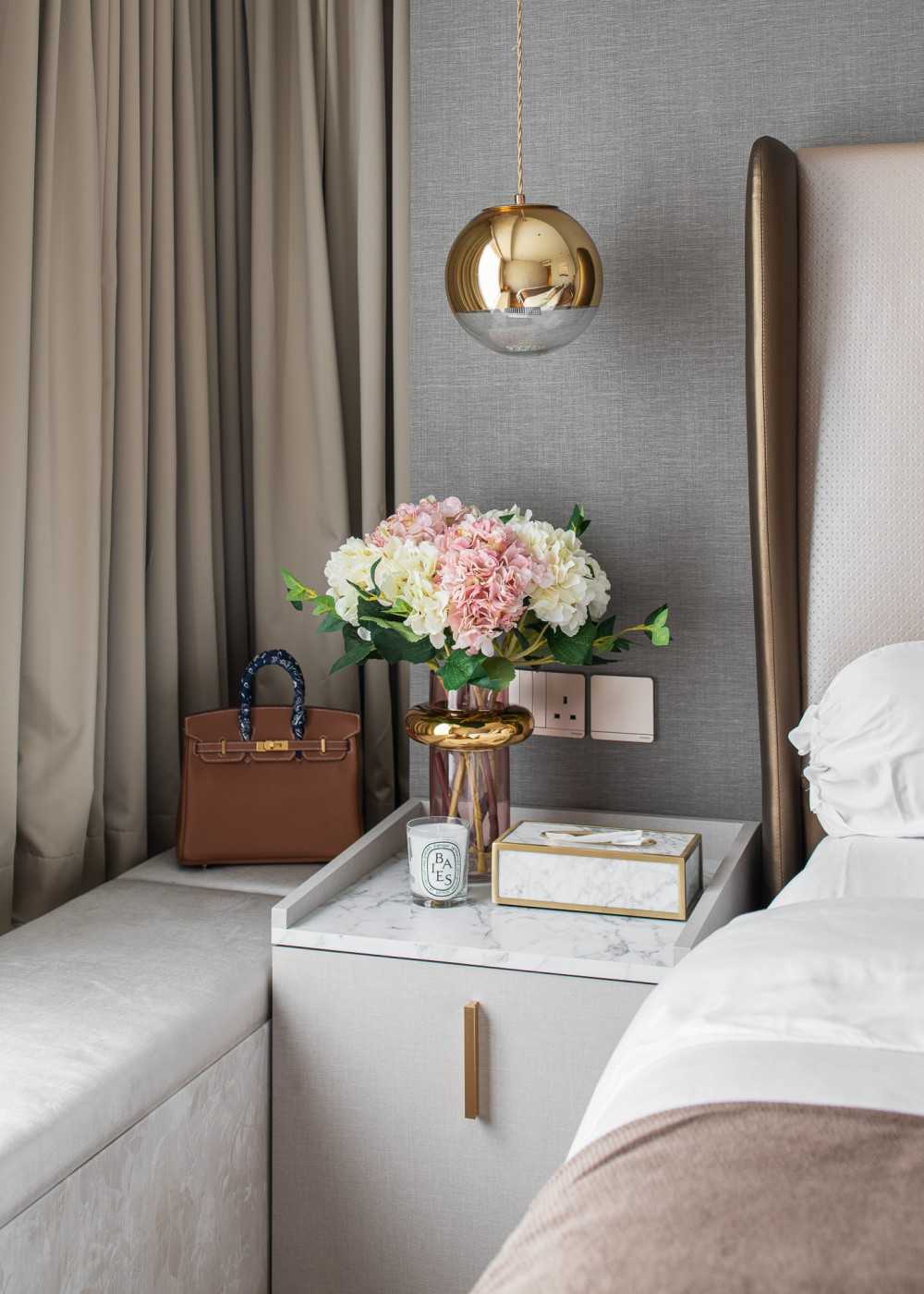 Modern Bedroom with Bay Window and Built-in Bed