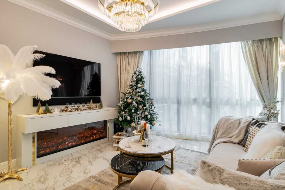 Modern Living Room with TV Console and Feature Wall