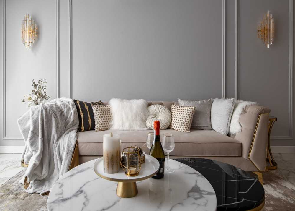 Modern Living Room with Feature Wall and Sofa