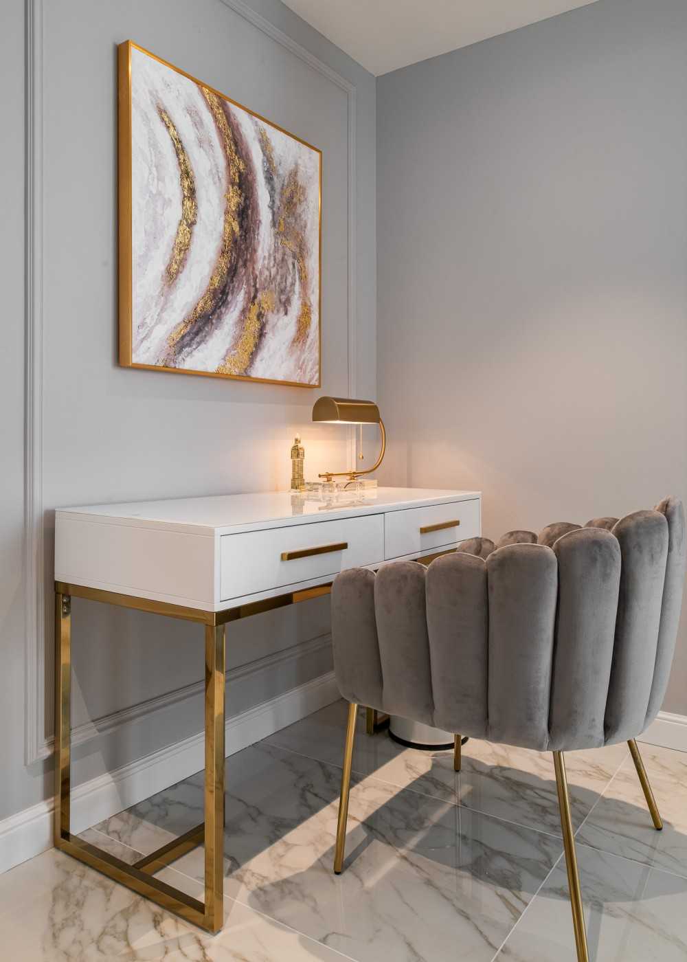 Modern Study with Artwork and Armchairs