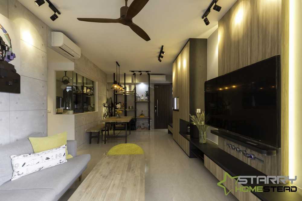 Industrial Living Room with Feature Wall and Sofa