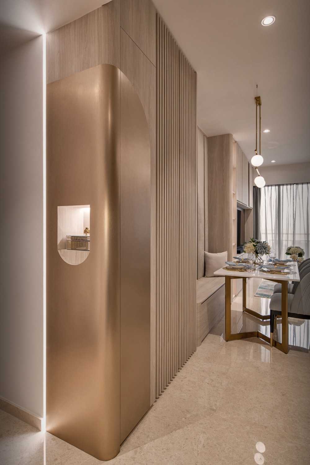 Modern Entryway with Mirror and Seating Bench