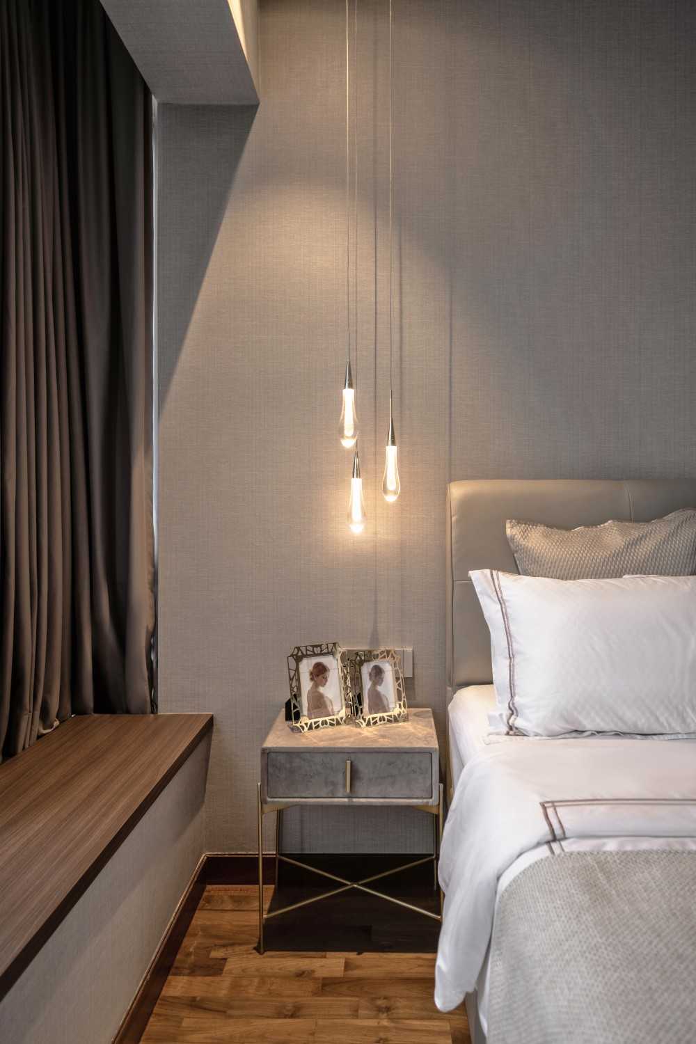 Modern Bedroom with Wardrobe and Bedside Table