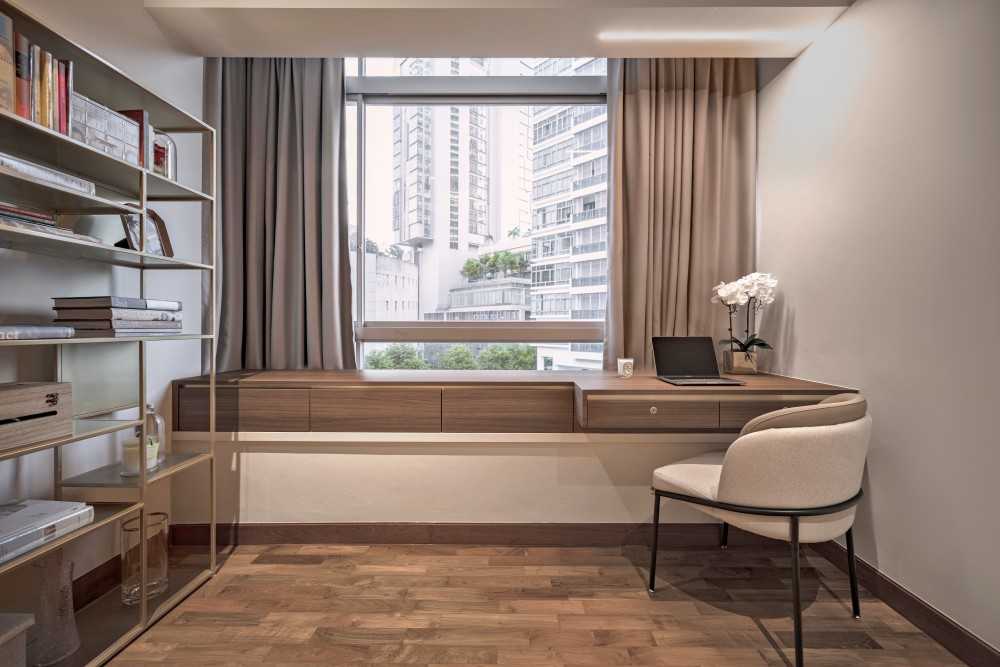 Modern Study with Desk Chairs and Storage Cabinets