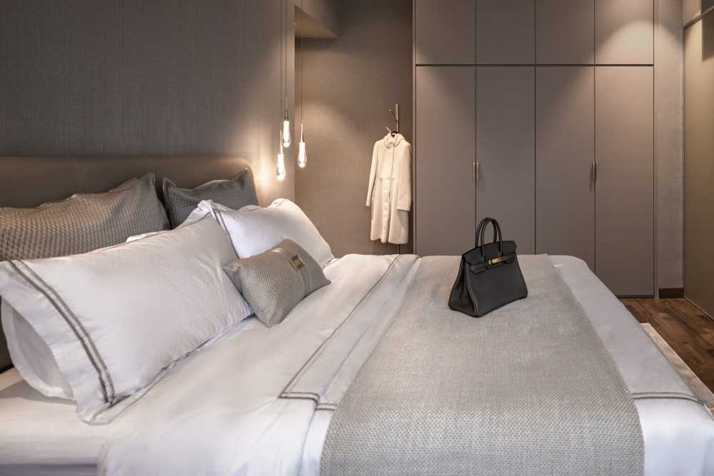 Modern Bedroom with Wardrobe and Bedside Table