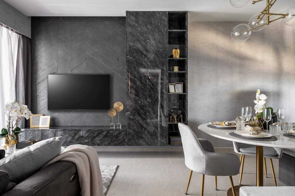 Modern Living Room with TV Console and Feature Wall