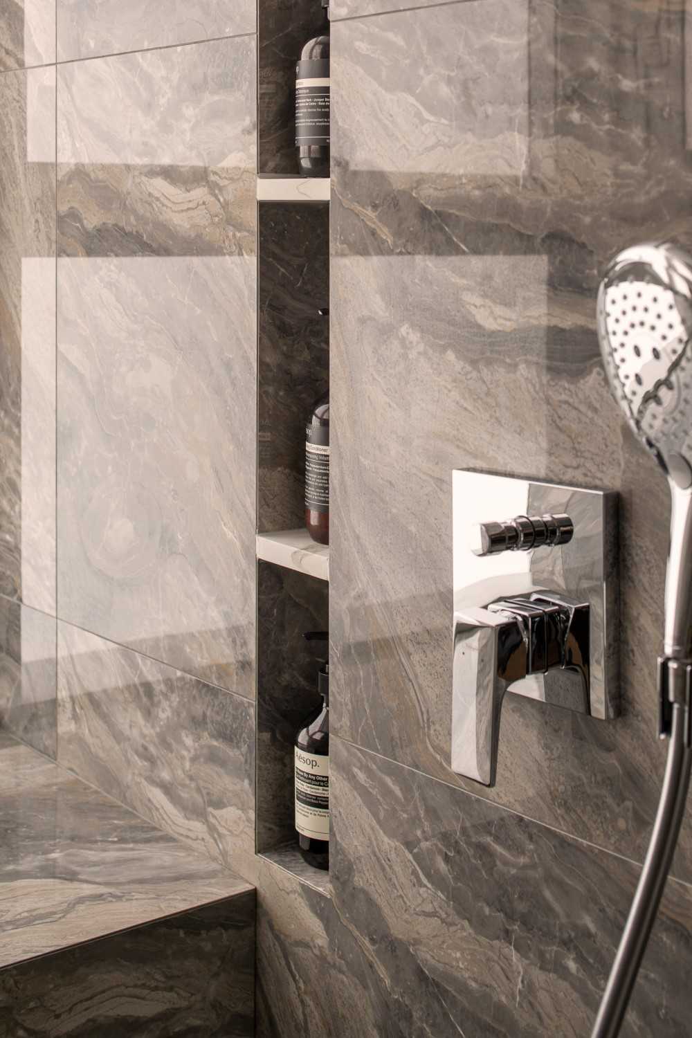 Asian Bathroom with Mirror and Bathroom Storage