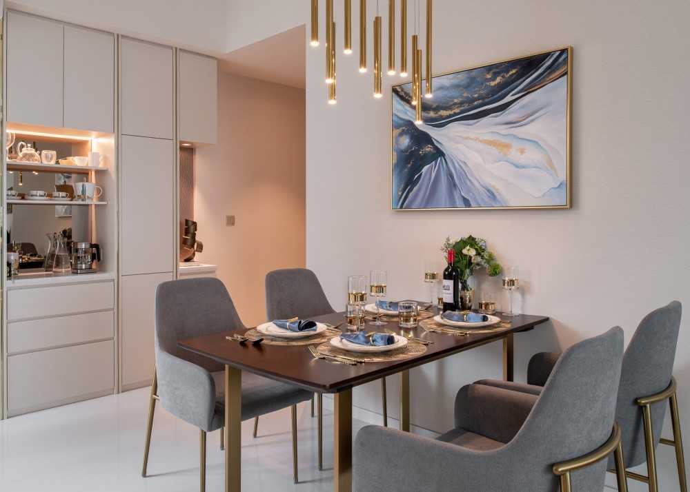 Asian Dining Room with Dining Table and Dining Chairs