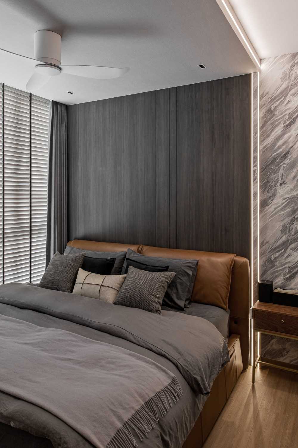 Modern Bedroom with Built-in Bed and Bedside Table