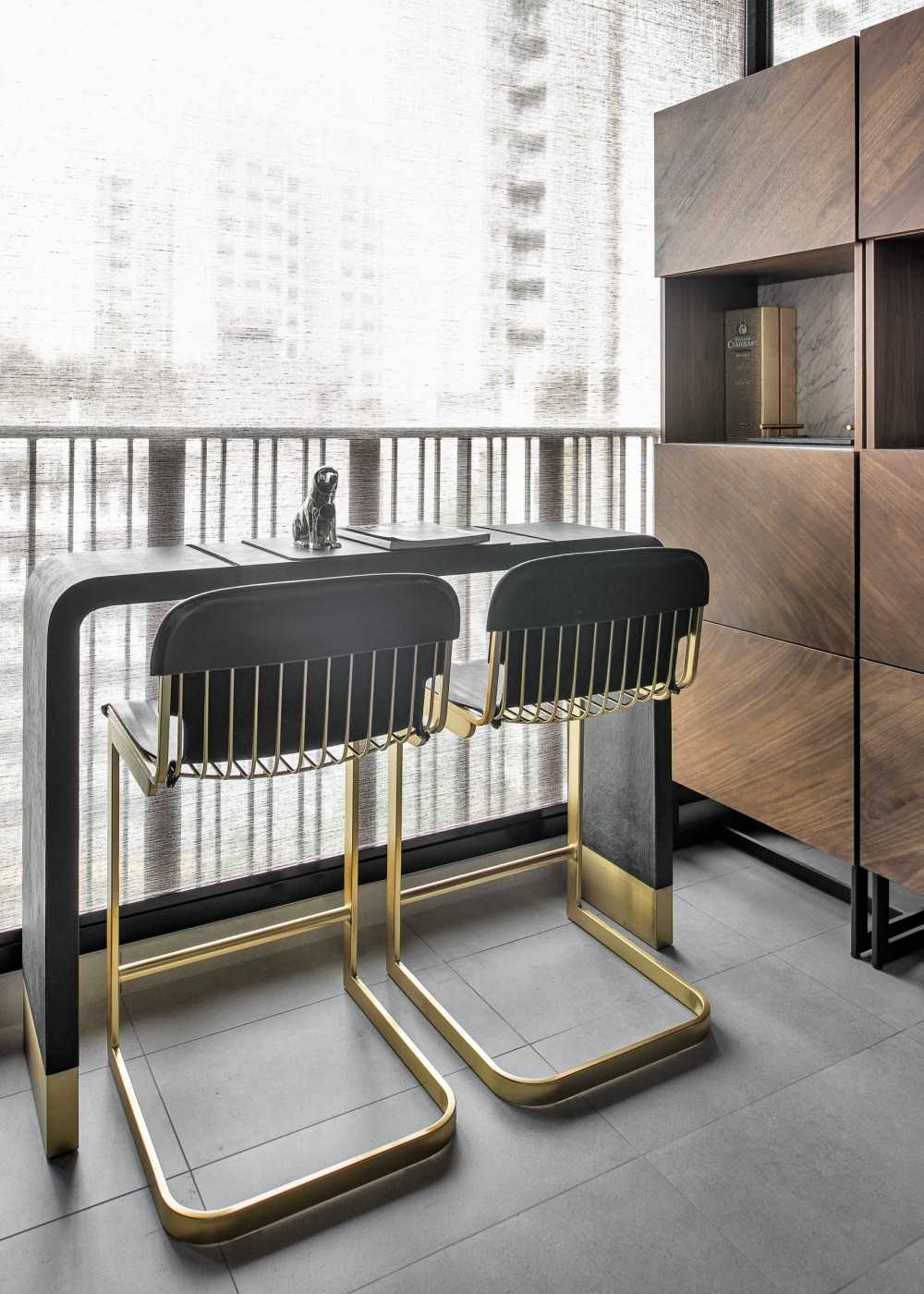 Modern Balcony with Curtain and Outdoor Table