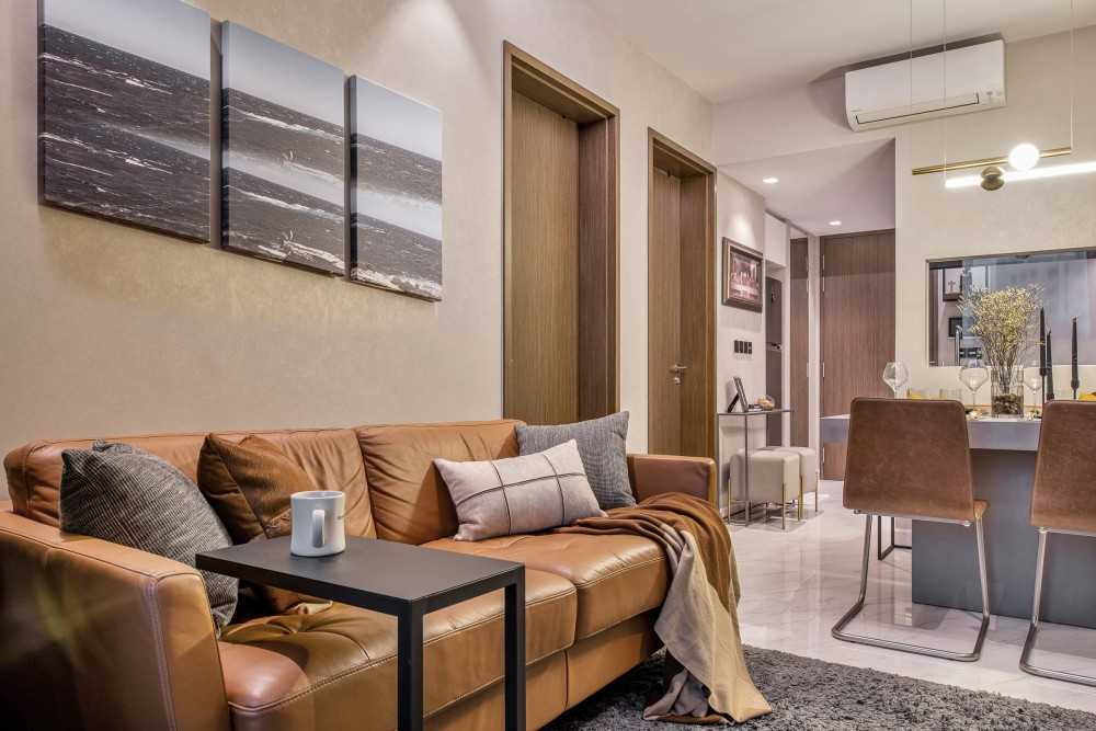 Modern Living Room with Feature Wall and Cove Lighting