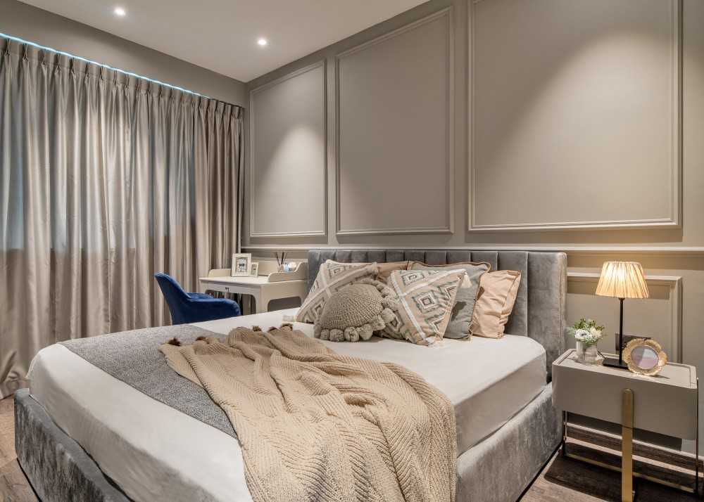 Modern Bedroom with Built-in Bed and Bedside Table