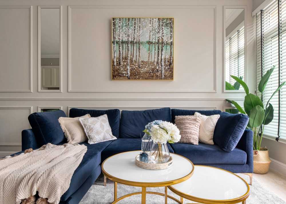 Modern Living Room with Cove Lighting and Sofa