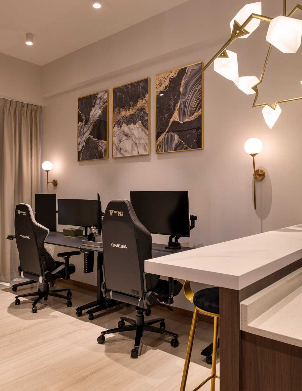 Modern Study with Desk and Desk Chairs