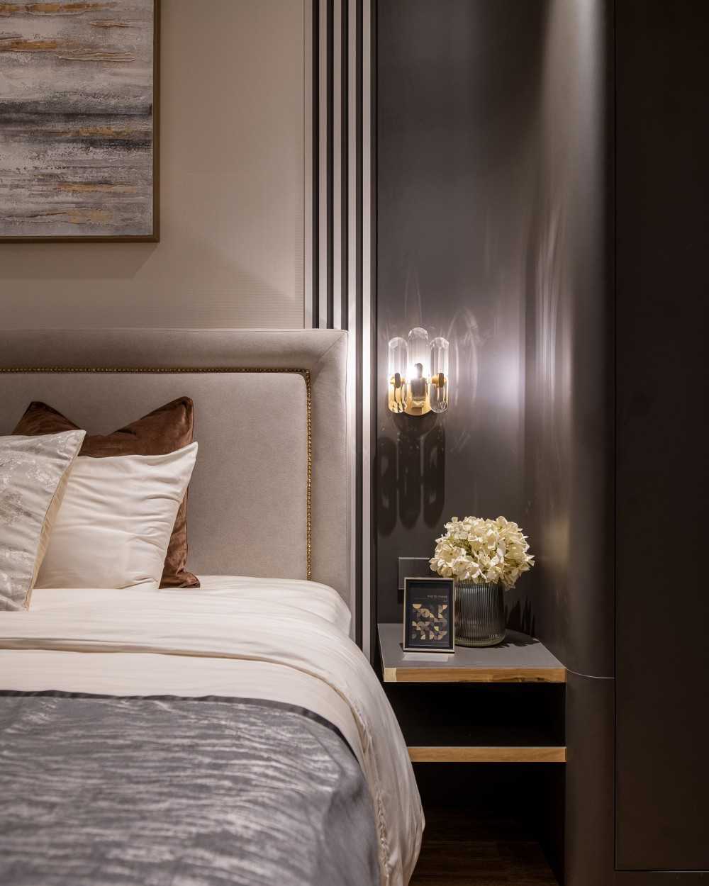 Modern Bedroom with Built-in Bed and Bedside Table