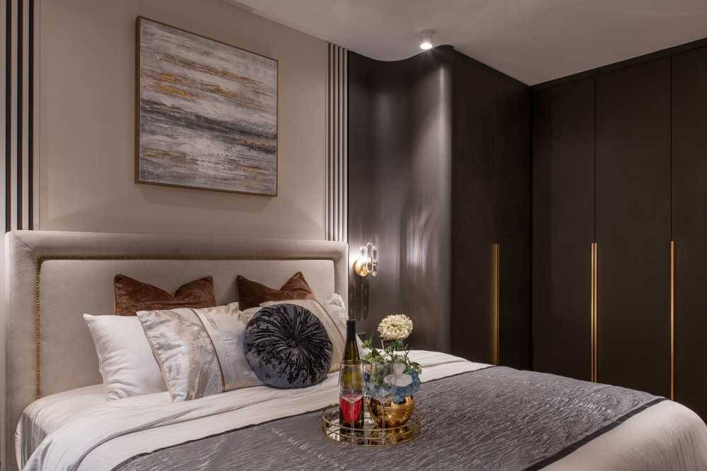 Modern Bedroom with Wardrobe and Bedside Table