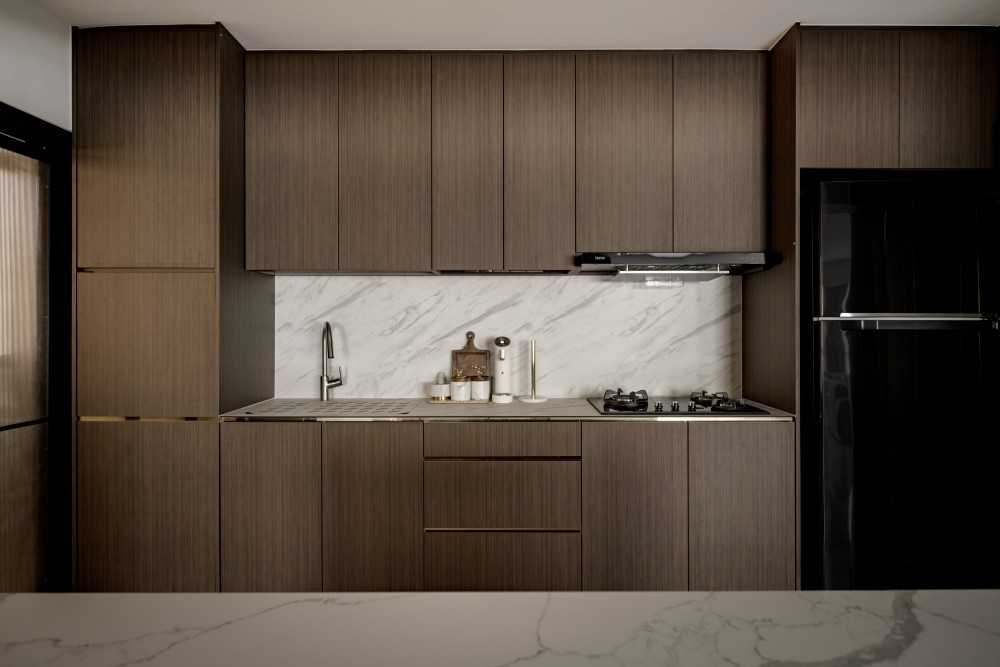 Contemporary Kitchen with Kitchen Island and Breakfast Counter