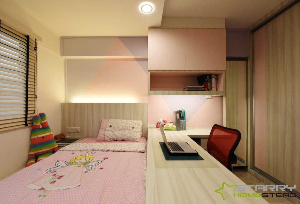 Scandinavian Bedroom with Platform Bed and Desk