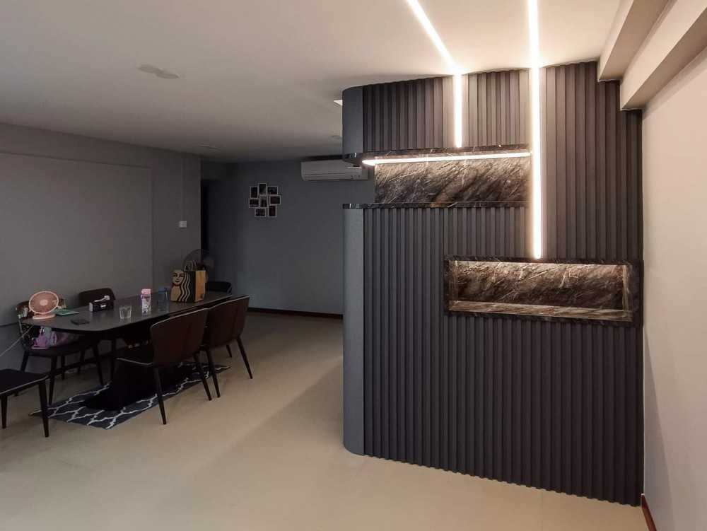 Modern Dining Room with Sideboard and Paintings