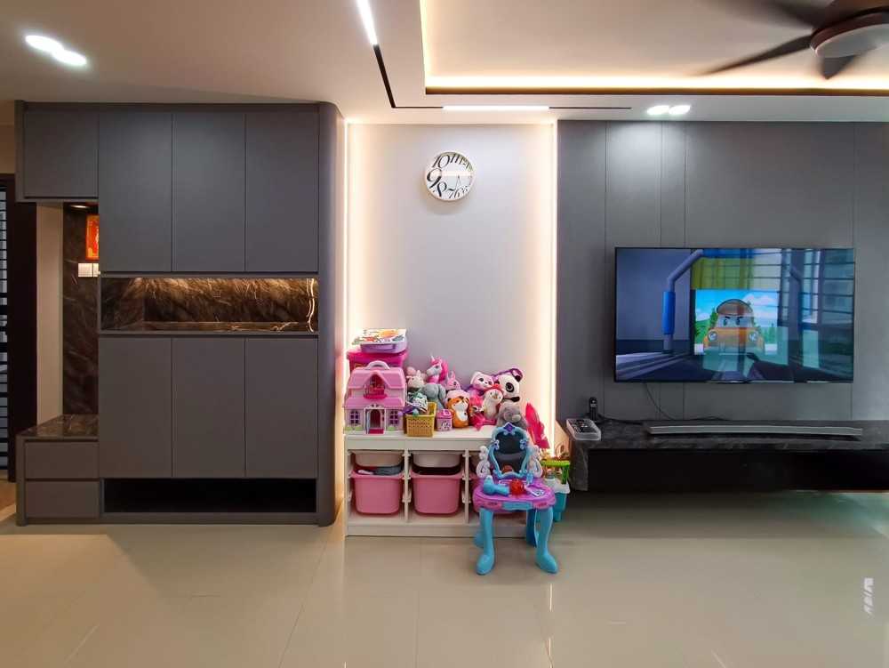Modern Living Room with TV Console and Storage Cabinets