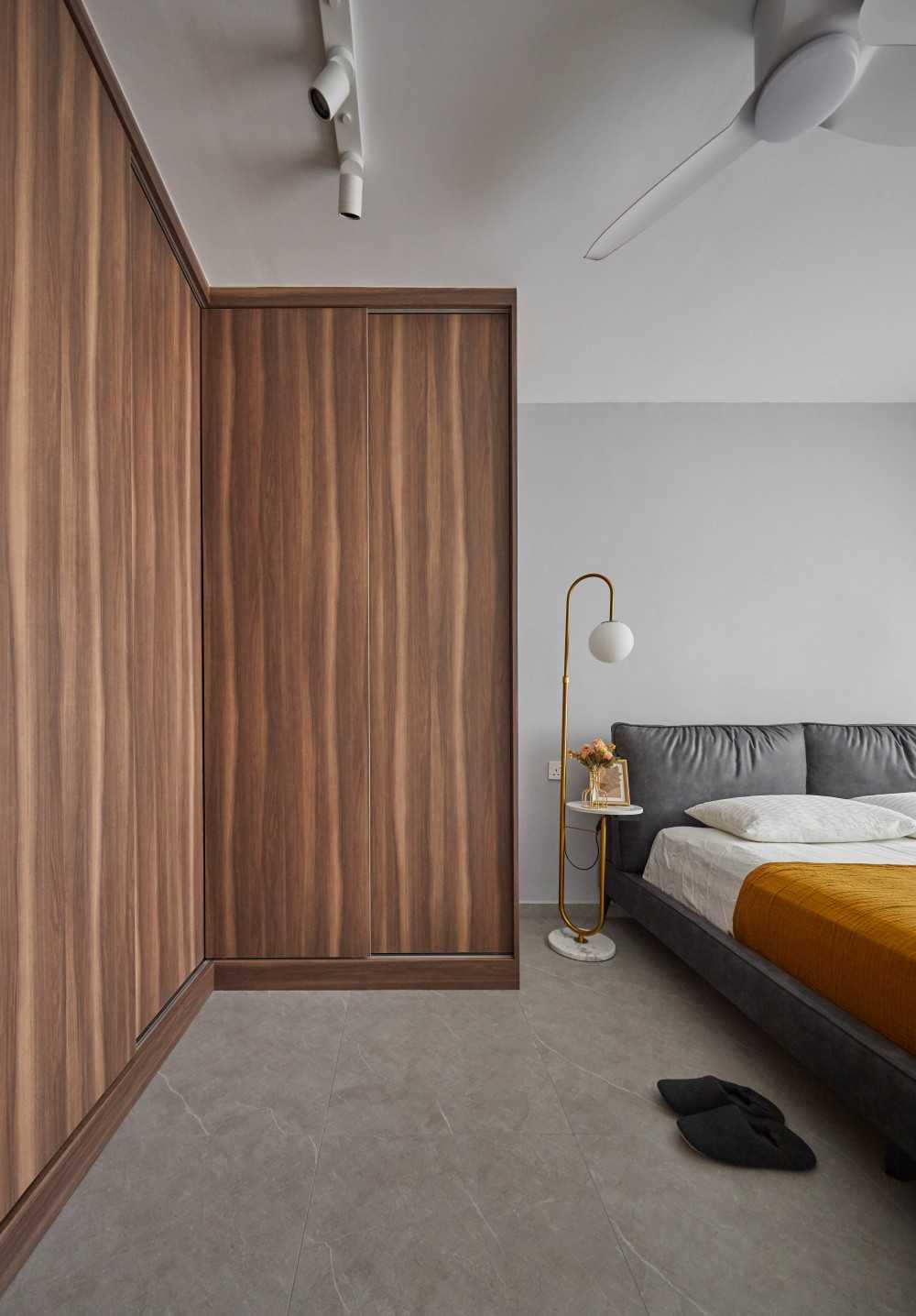 Contemporary Bedroom with Closet and Bedside Table