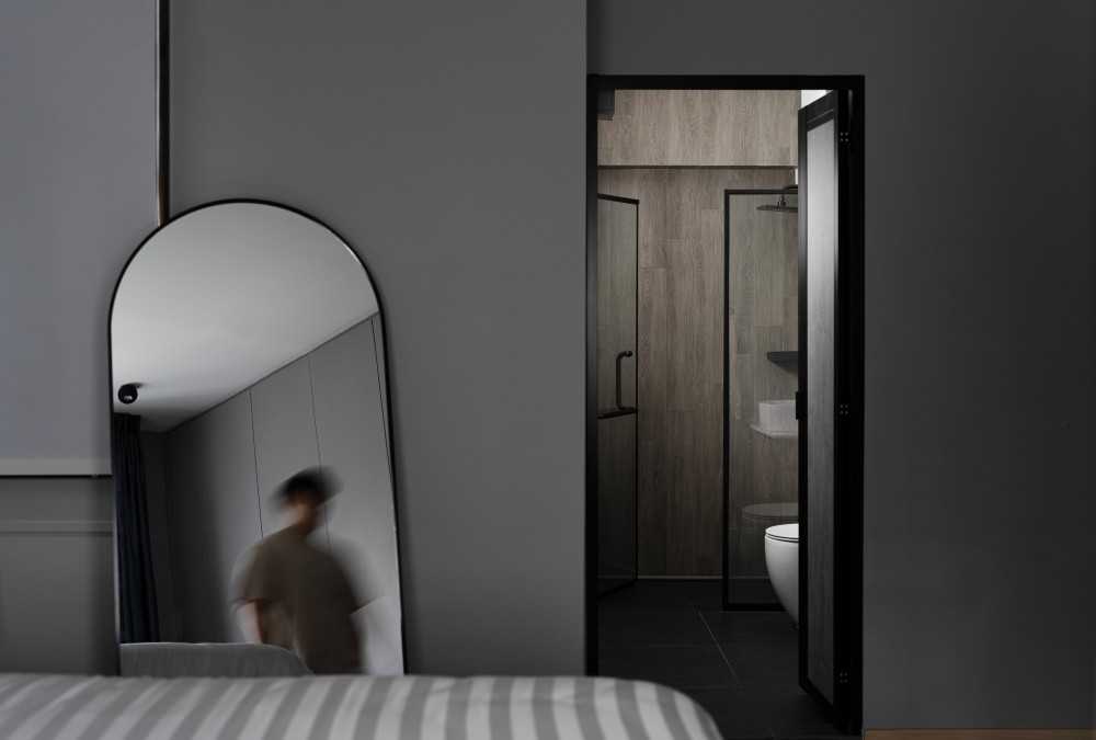 Scandinavian Bedroom with Mirror and Wall Mirror