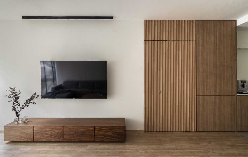 Scandinavian Living Room with Vinyl Flooring and Wood Flooring