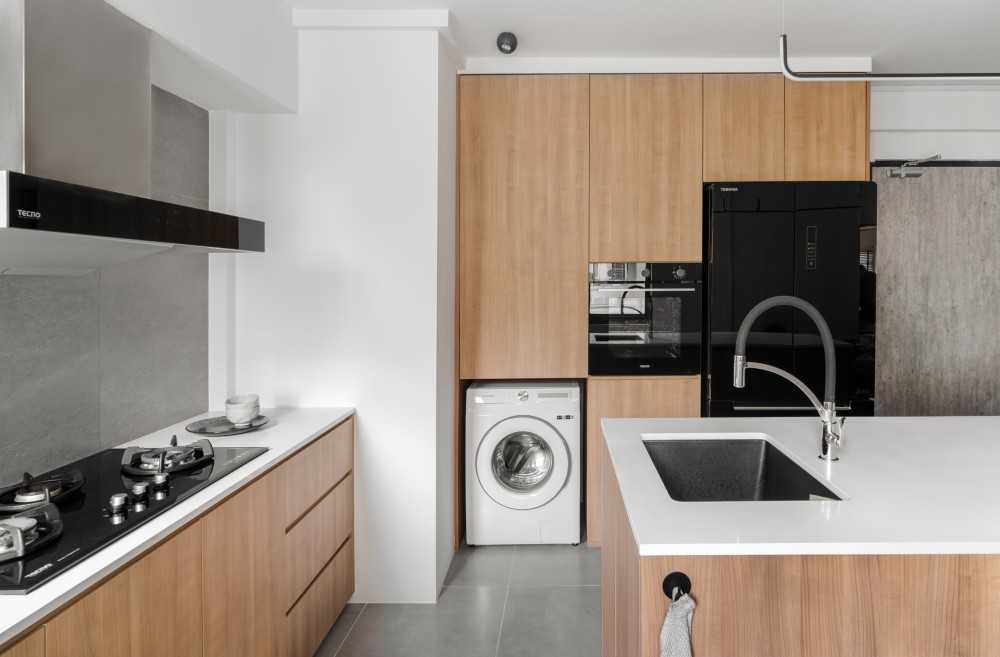 Scandinavian Kitchen with Countertop and Kitchen Island