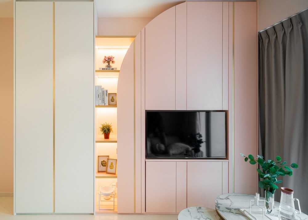 Modern Living Room with TV Console and Feature Wall
