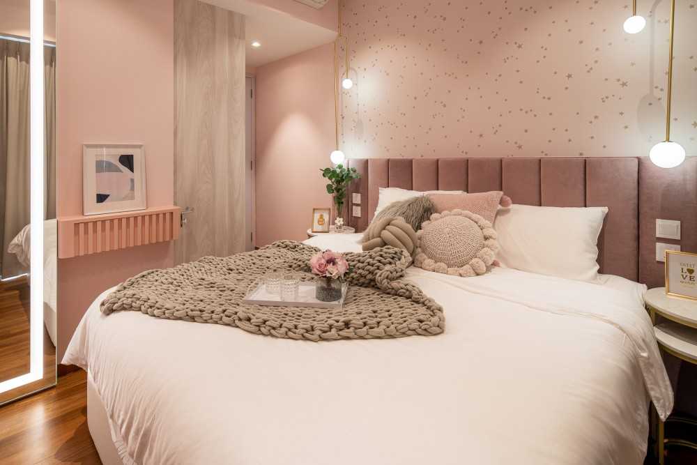 Modern Bedroom with Cove Lighting and Built-in Bed