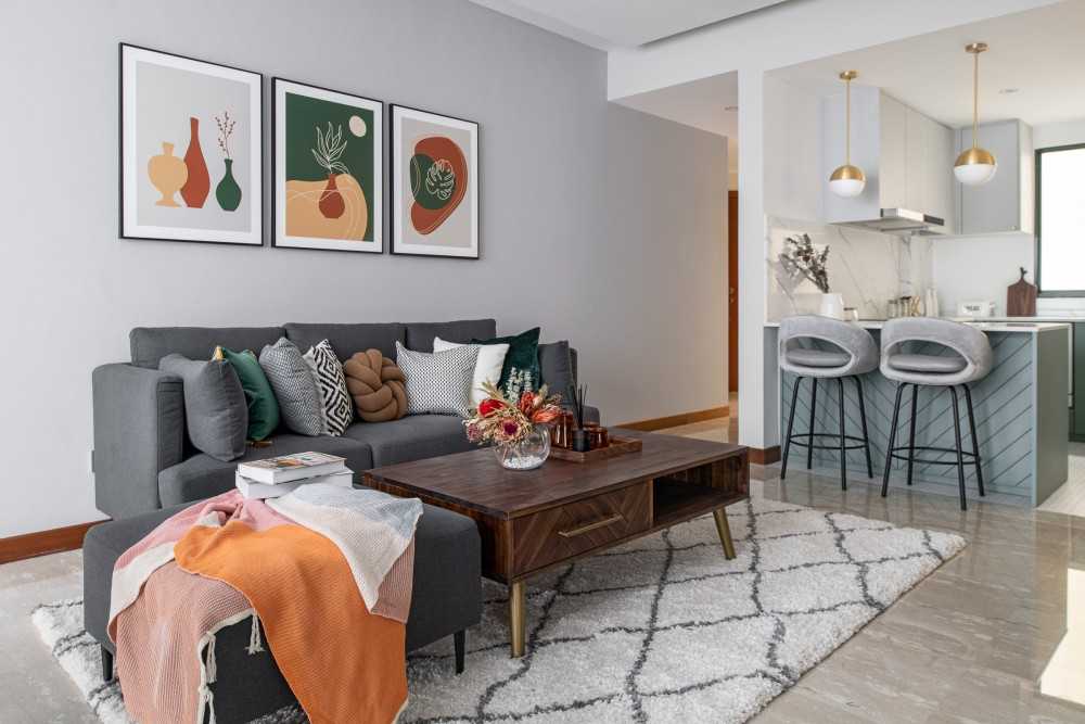 Modern Living Room with TV Console and Sofa