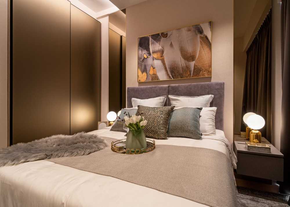 Modern Bedroom with Built-in Bed and Bedside Table