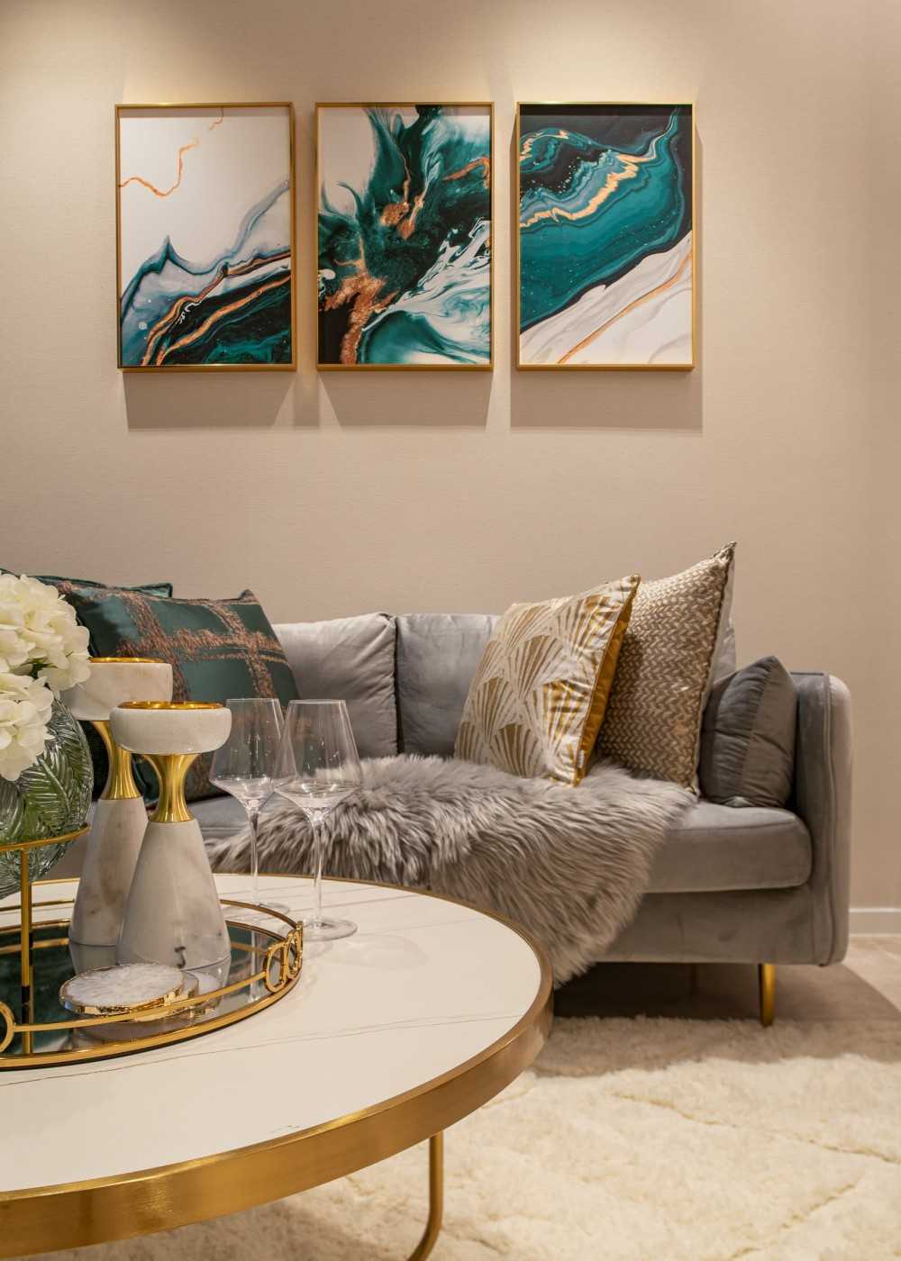 Modern Living Room with TV Console and Cove Lighting