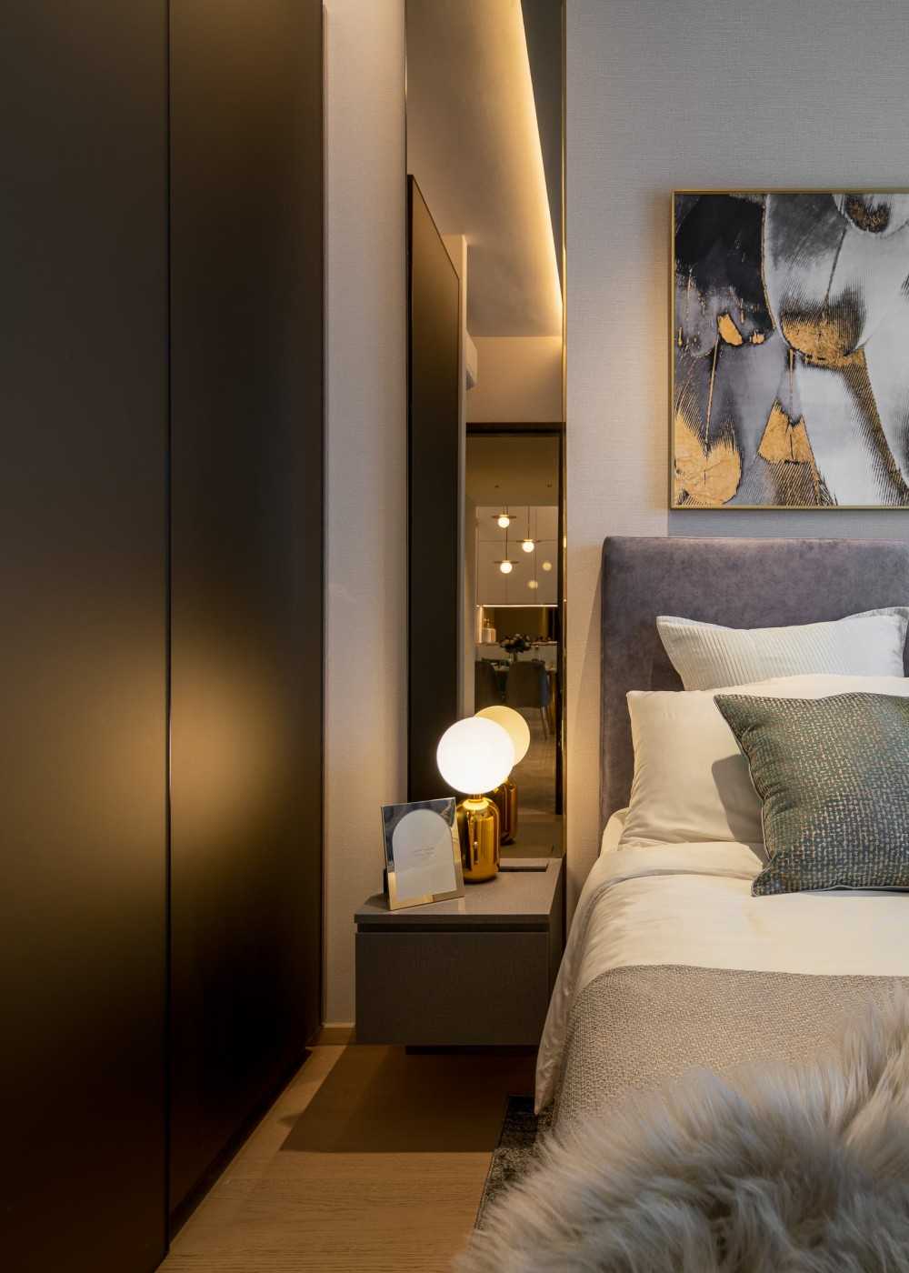 Modern Bedroom with Built-in Bed and Bedside Table