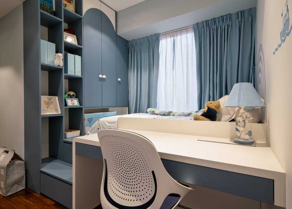 Modern Kids Room with Platform Bed and Built-in Bed