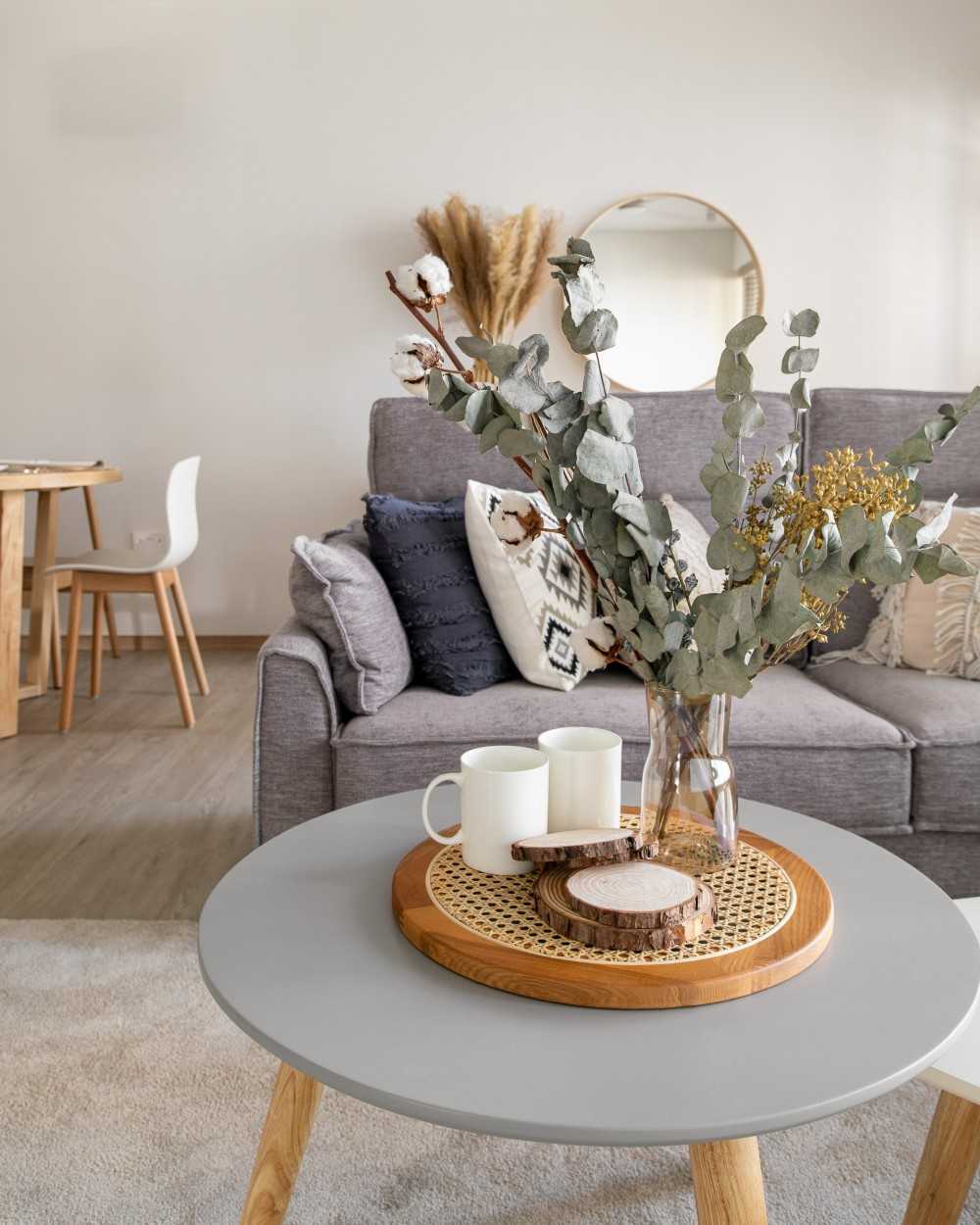 Scandinavian Living Room with TV Console and Sofa