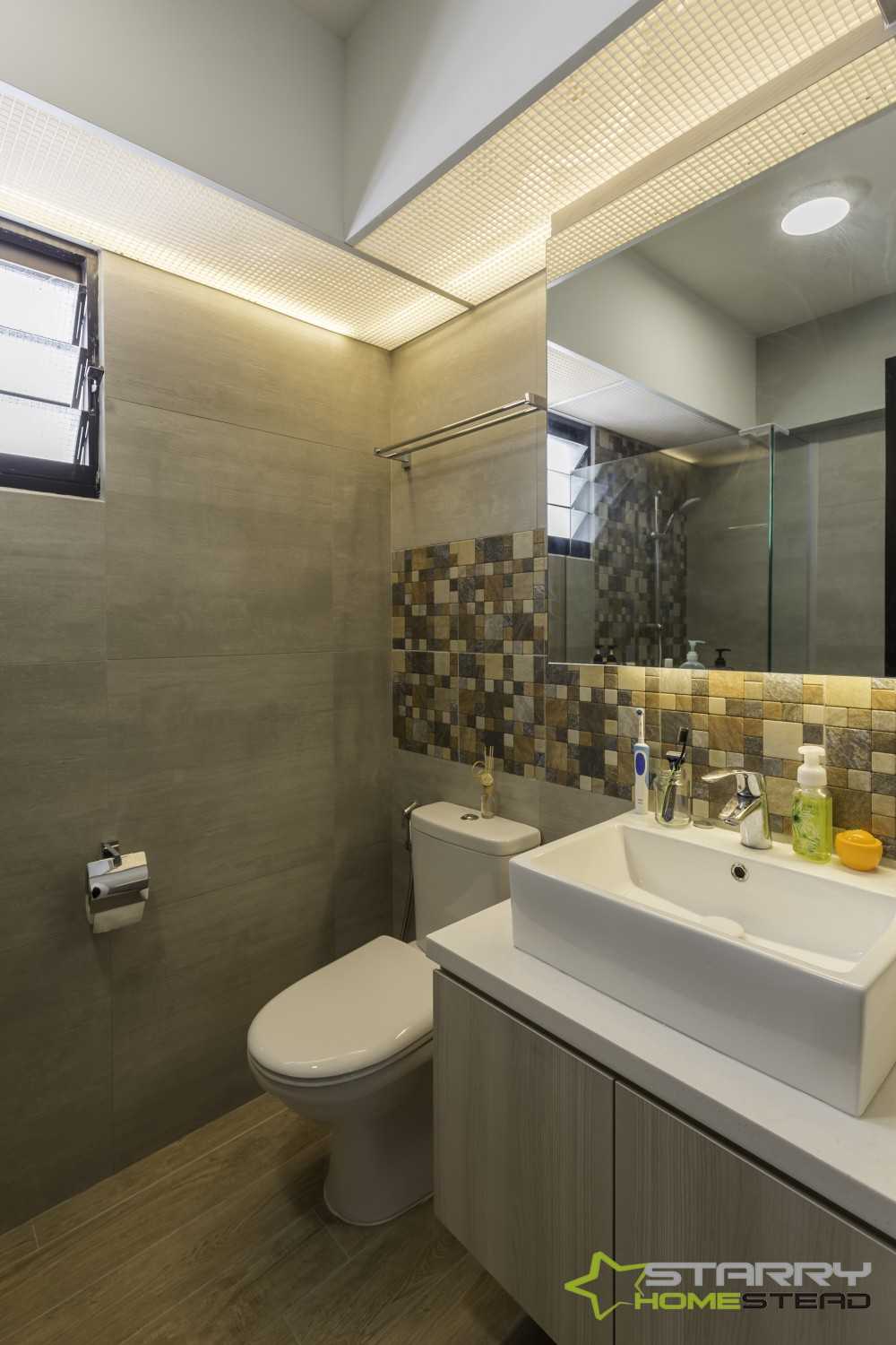 Scandinavian Bathroom with Mirror and Vanity Counter