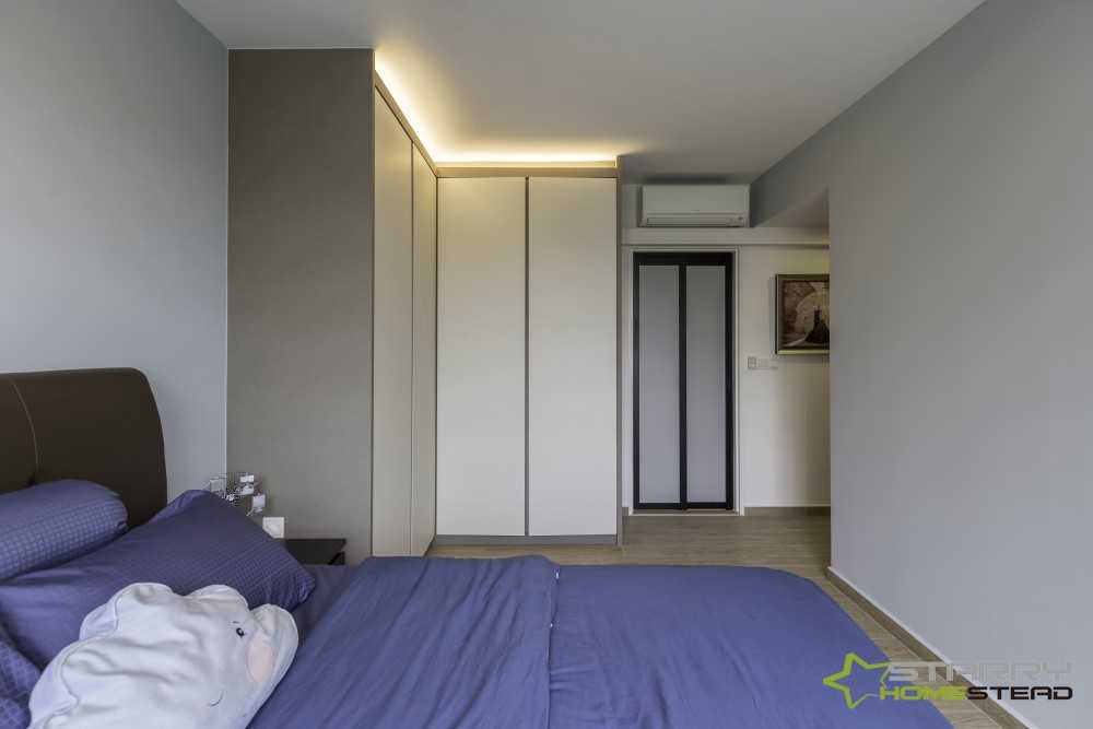 Scandinavian Bedroom with Wardrobe and Bed