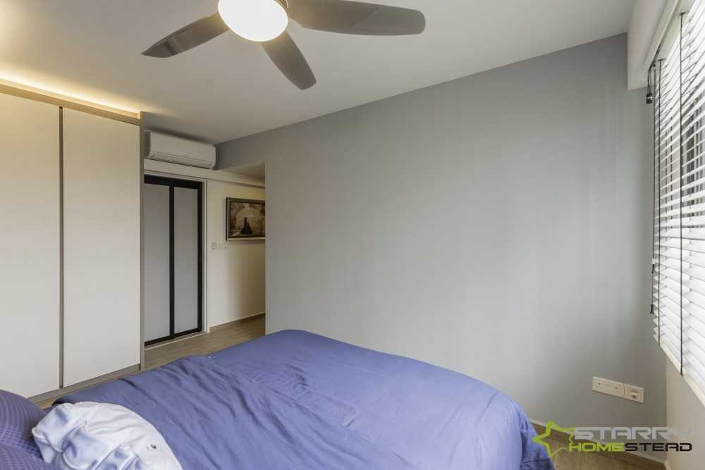 Scandinavian Bedroom with Wardrobe and Bed