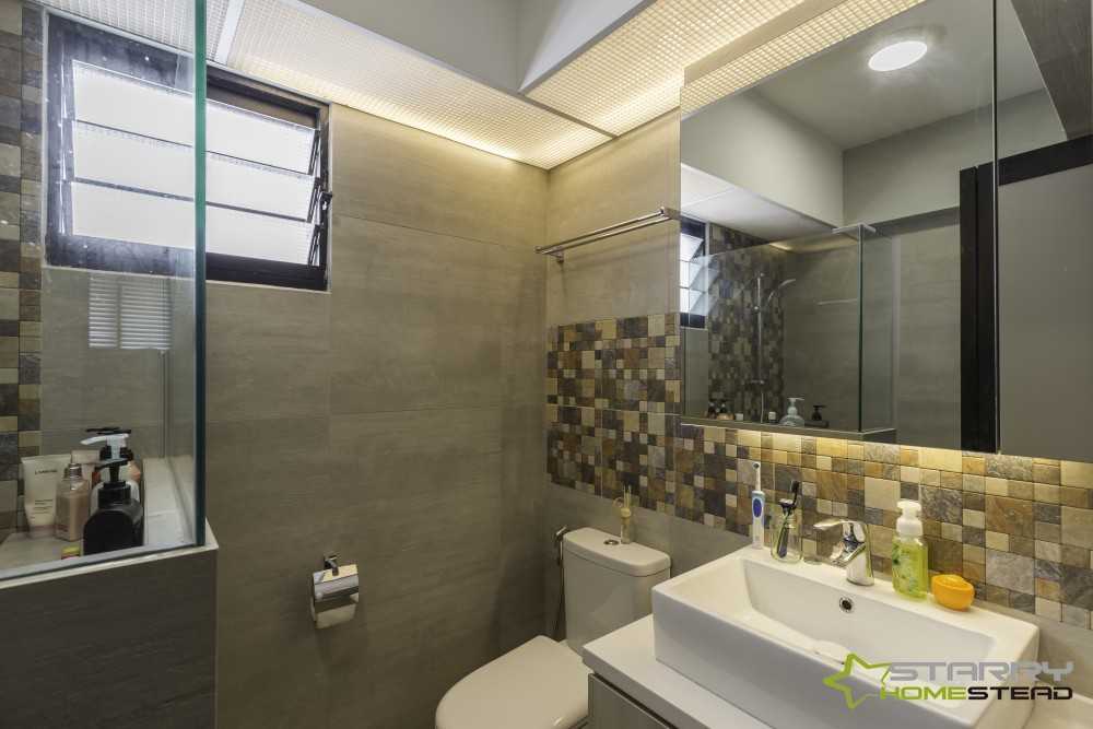Scandinavian Bathroom with Mirror and Vanity Counter