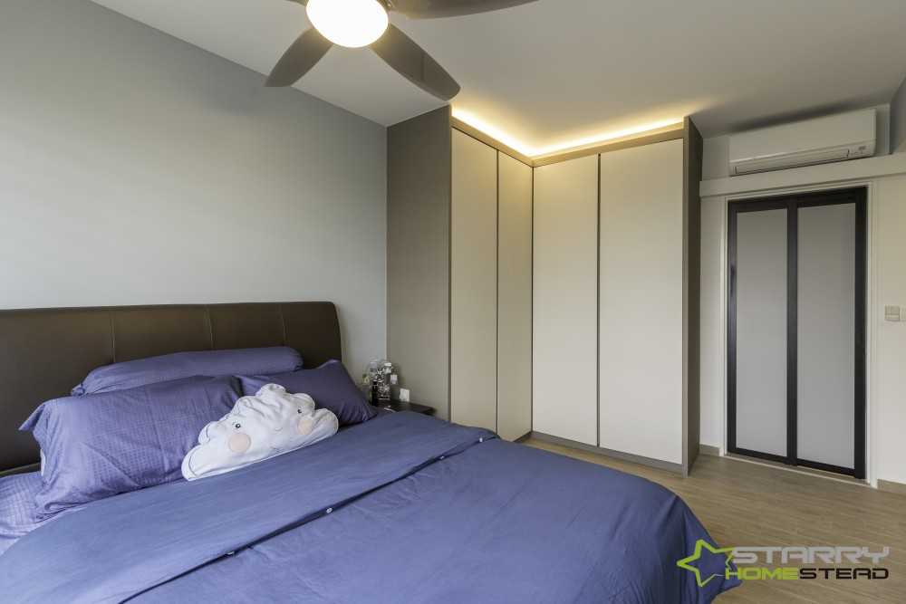 Scandinavian Bedroom with Wardrobe and Bed